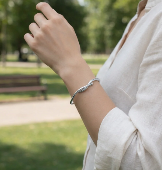 Bracelet Jonc Branches Entrelacées - Argenté