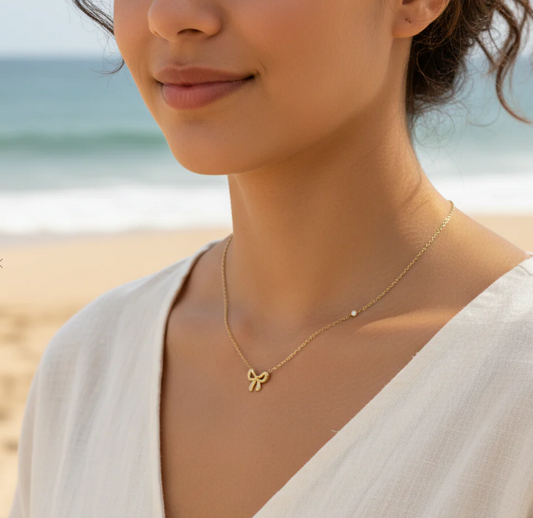 Collier Petit Nœud - Doré