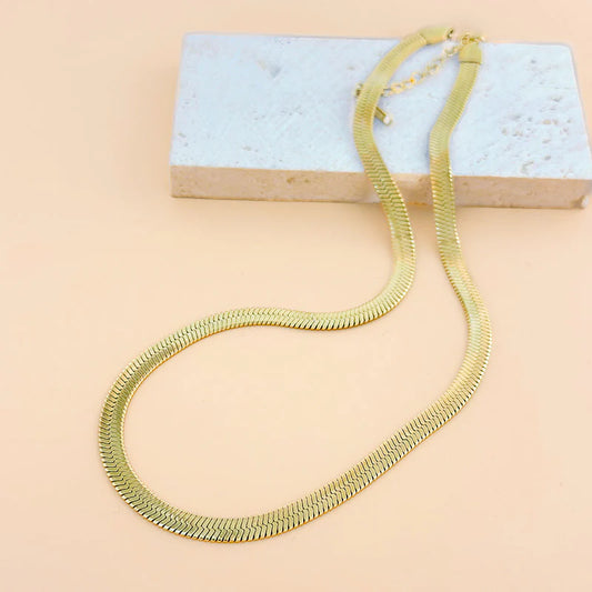 Collier Chaîne Plate Serpent - Doré