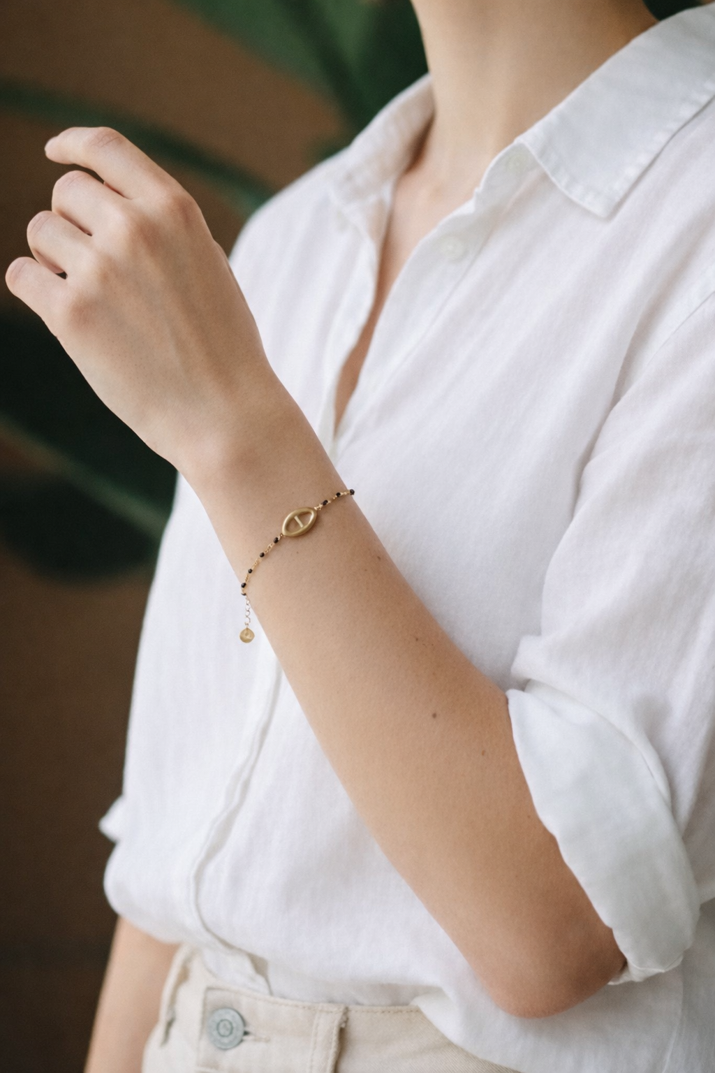 Bracelet Grain de Café Doré