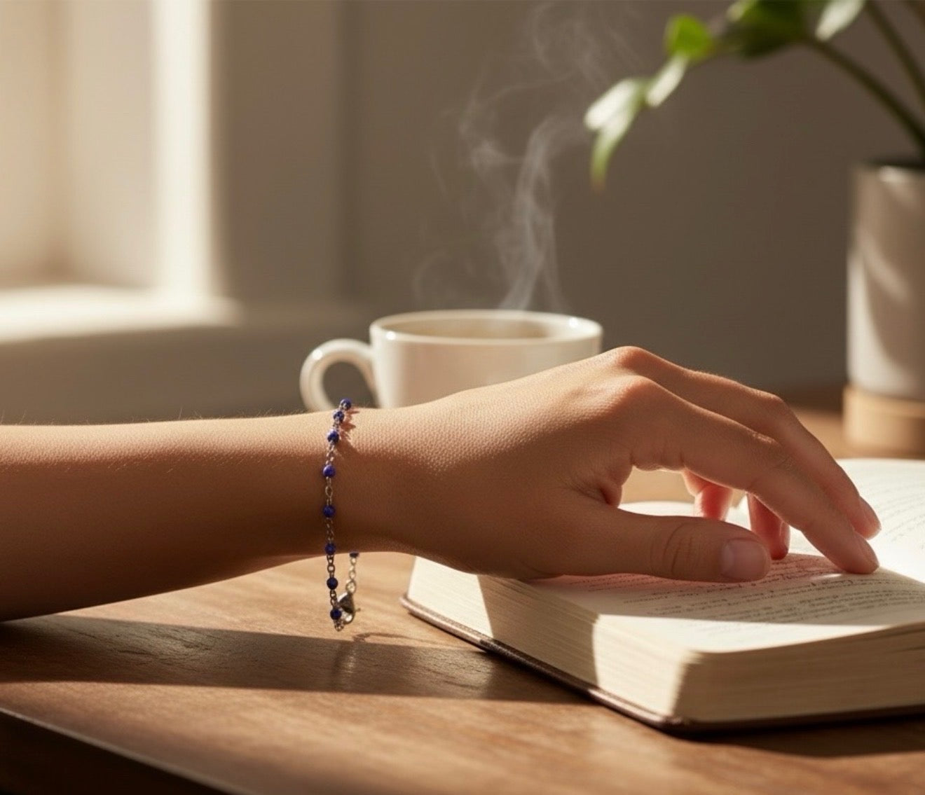 Bracelet Doré & Perles Violettes