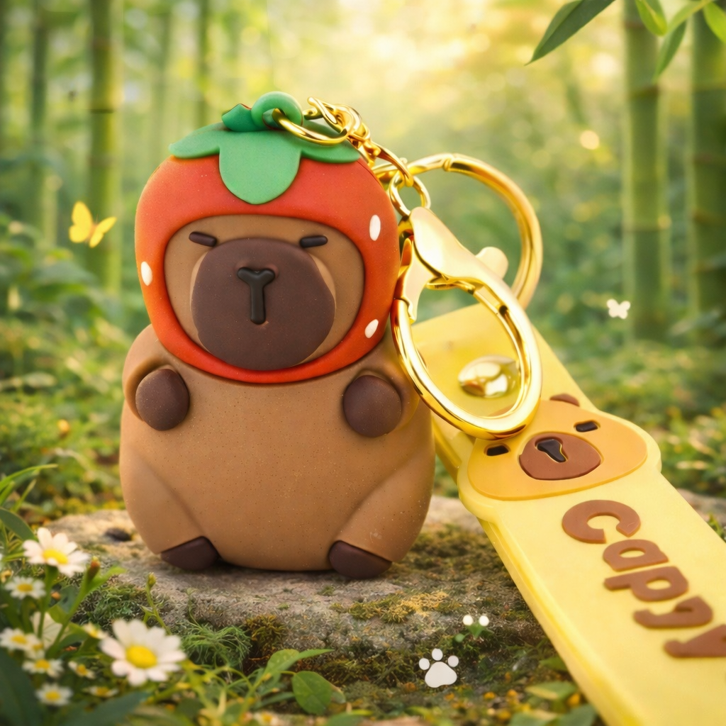Porte-clés Capybara Fraise