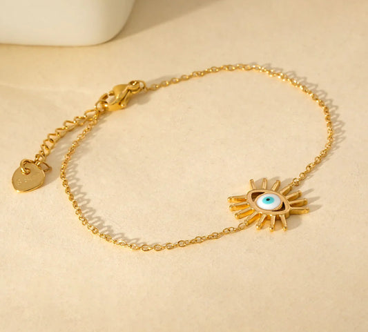 Bracelet doré en chaîne fine avec Œil Protecteur