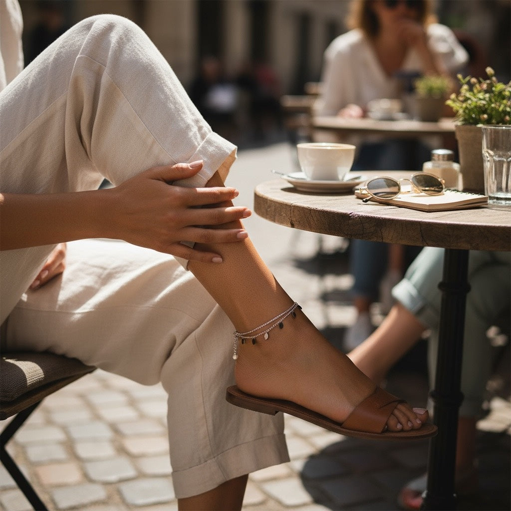 Chaîne de cheville double avec pampilles