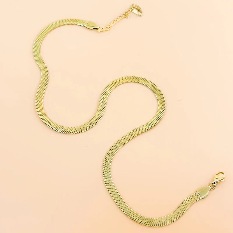 Collier Chaîne Plate Serpent - Doré