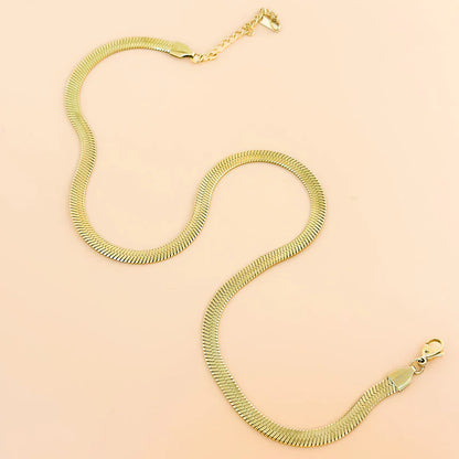 Collier Chaîne Plate Serpent - Doré