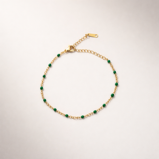 Bracelet Doré & Billes Vertes