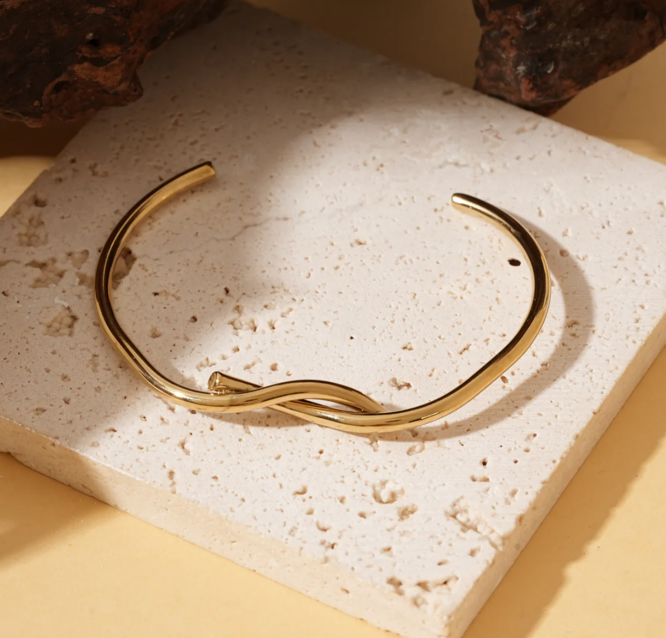 Bracelet Jonc Branches Entrelacées - Doré