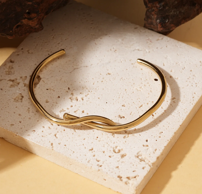 Bracelet Jonc Branches Entrelacées - Doré