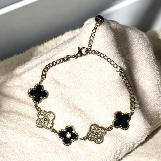 Bracelet trèfle noir & doré