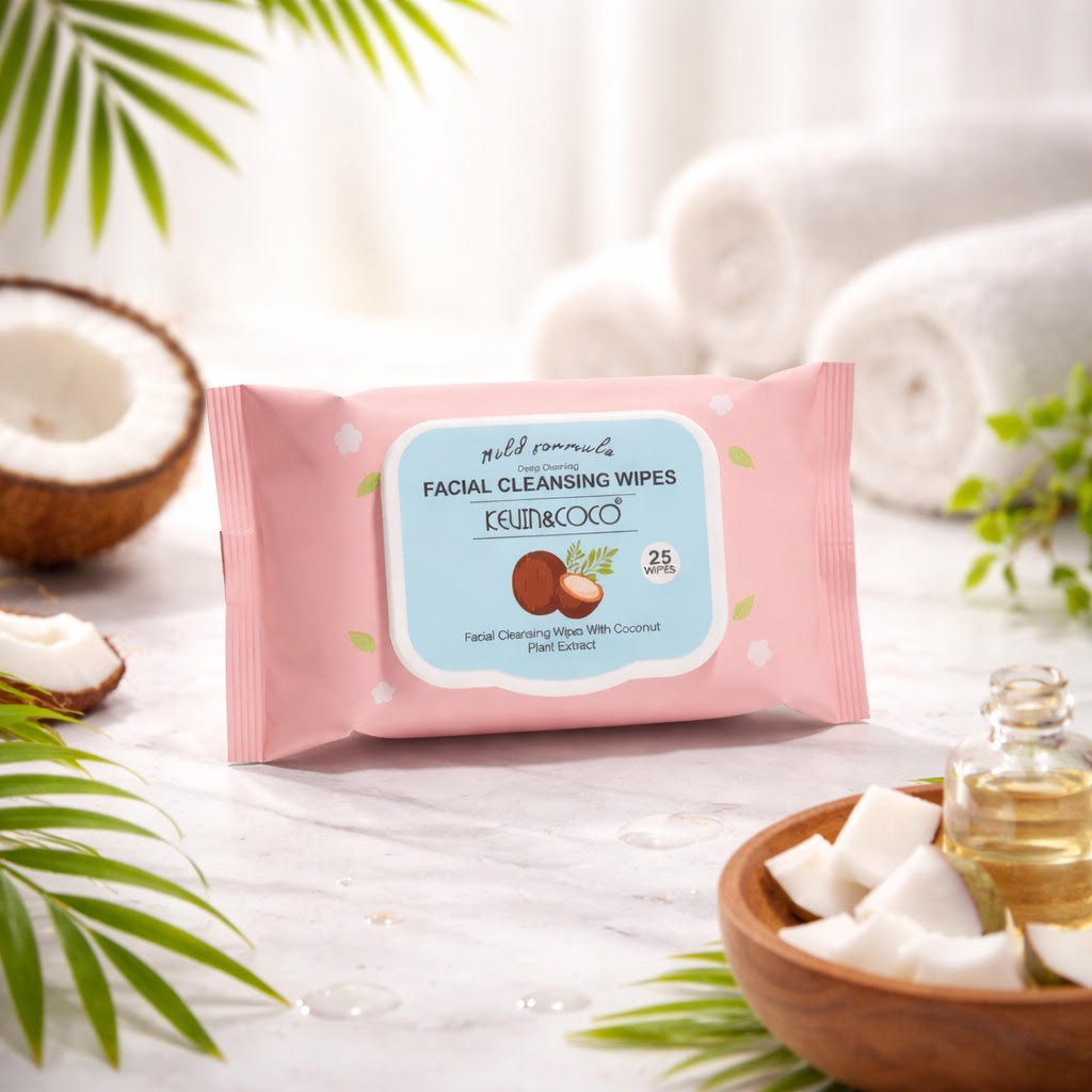 Lingettes Nettoyantes Visage à l’Extrait de Plantes & Coconut